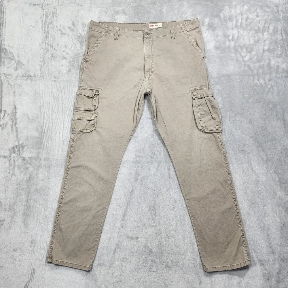 Wrangler Pants‎ Mens 40x32 Beige Regular Taper Cargo Stretch Workwear Tapered